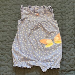 Carter's Baby Girl 6 Months Blue and White Dragonfly Romper